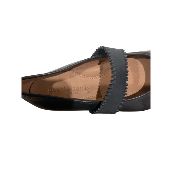Gentle Souls Kenneth Cole Black Leather Scalloped Strap Mary Jane Flats Shoes 7M - Picture 5 of 5